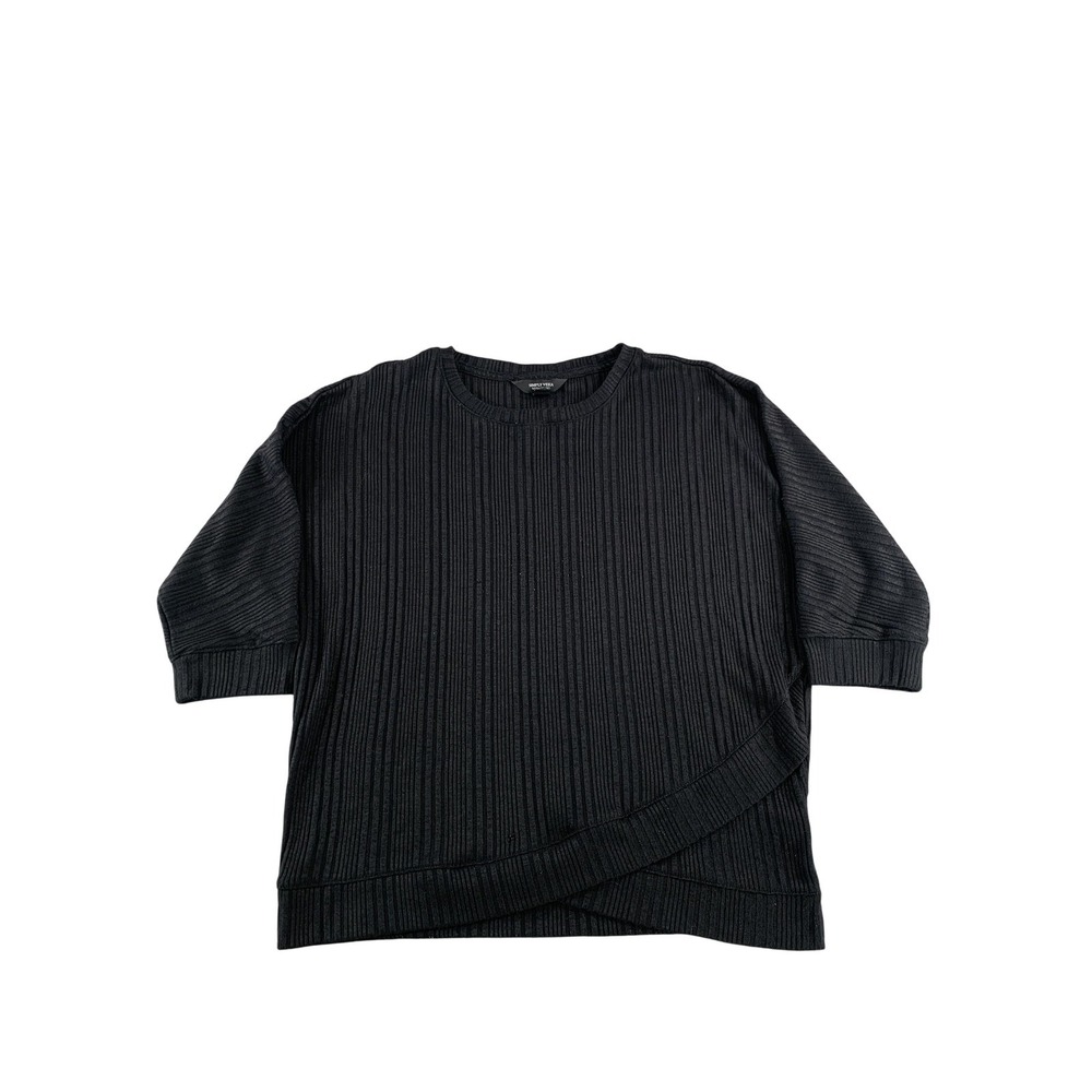 Simply Vera Vera Wang Sweater Womens Small Black Ribbed Knit Pullover Top Layer‎